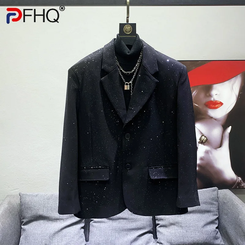 

PFHQ Advanced Design Full Sky Star Sequin Suit Coat Men's Long Sleeve Handsome Korean Version Light Luxury Blazer Autumn 21Z2923