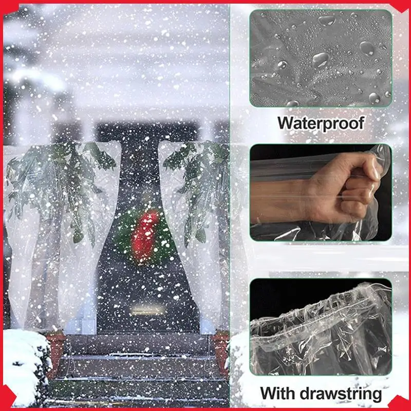 

B17B 2 Pack Winter Plant Covers Freeze Protection,Reusable Plant Protector Bag With Drawstring,Winter Plants Jacket Warm