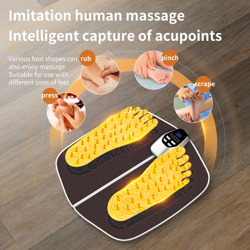 EMS Foot Massager Pad Pulse Reflexology Foot Acupoint Massage Muscle Stimulation Blood Circulation Relief Pain USB Rechargeable