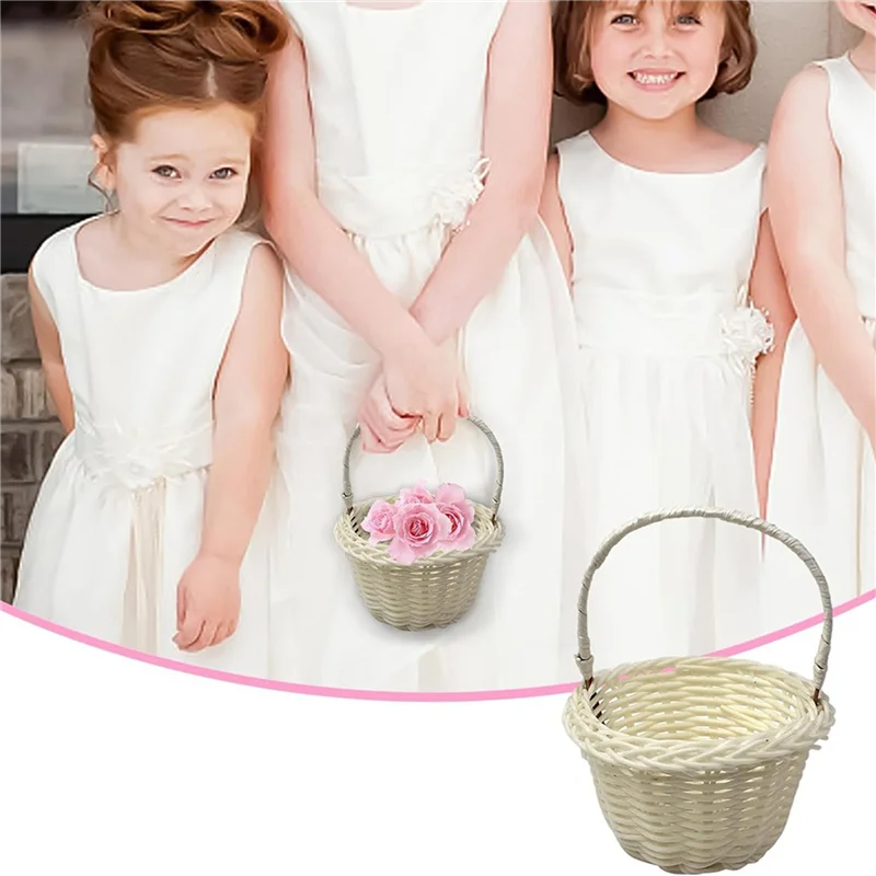 

Набор из 8 мини-тканых корзин, свадебная цветочная корзина, корзины 8X5 см для девочек-цветочниц, корзины для цветочных девочек, плетеные цветы-AT30