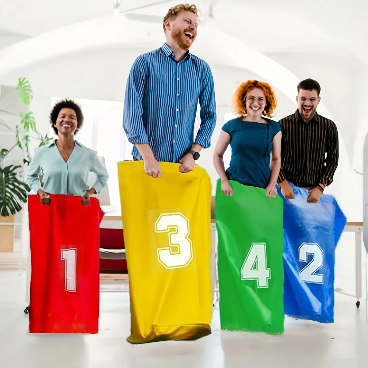 4pcs kids' canvas kangaroo hopping bags – sensory & educational, parent-child games. Perfect for outdoor lawn & family sports.