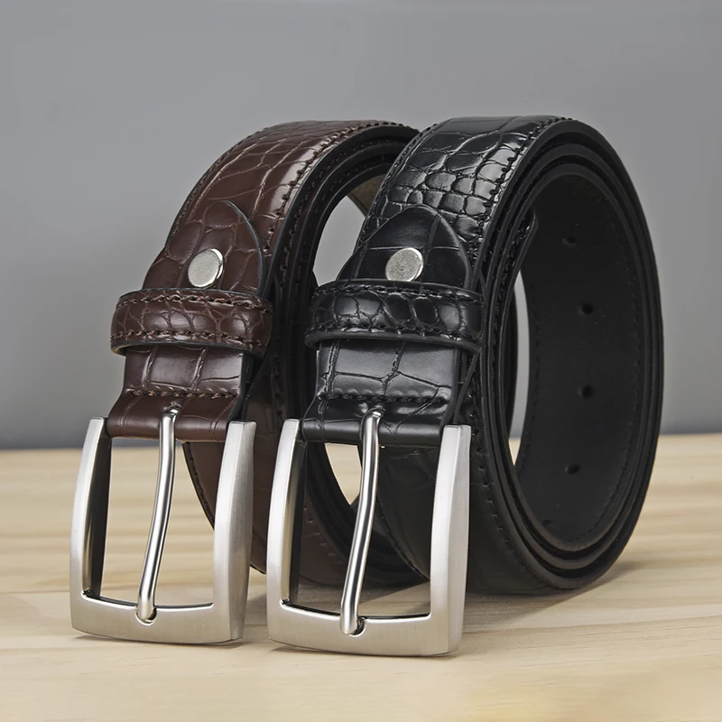 Men imitation alligator belt, fashion trend jeans wear, send husband to father\'s first choice