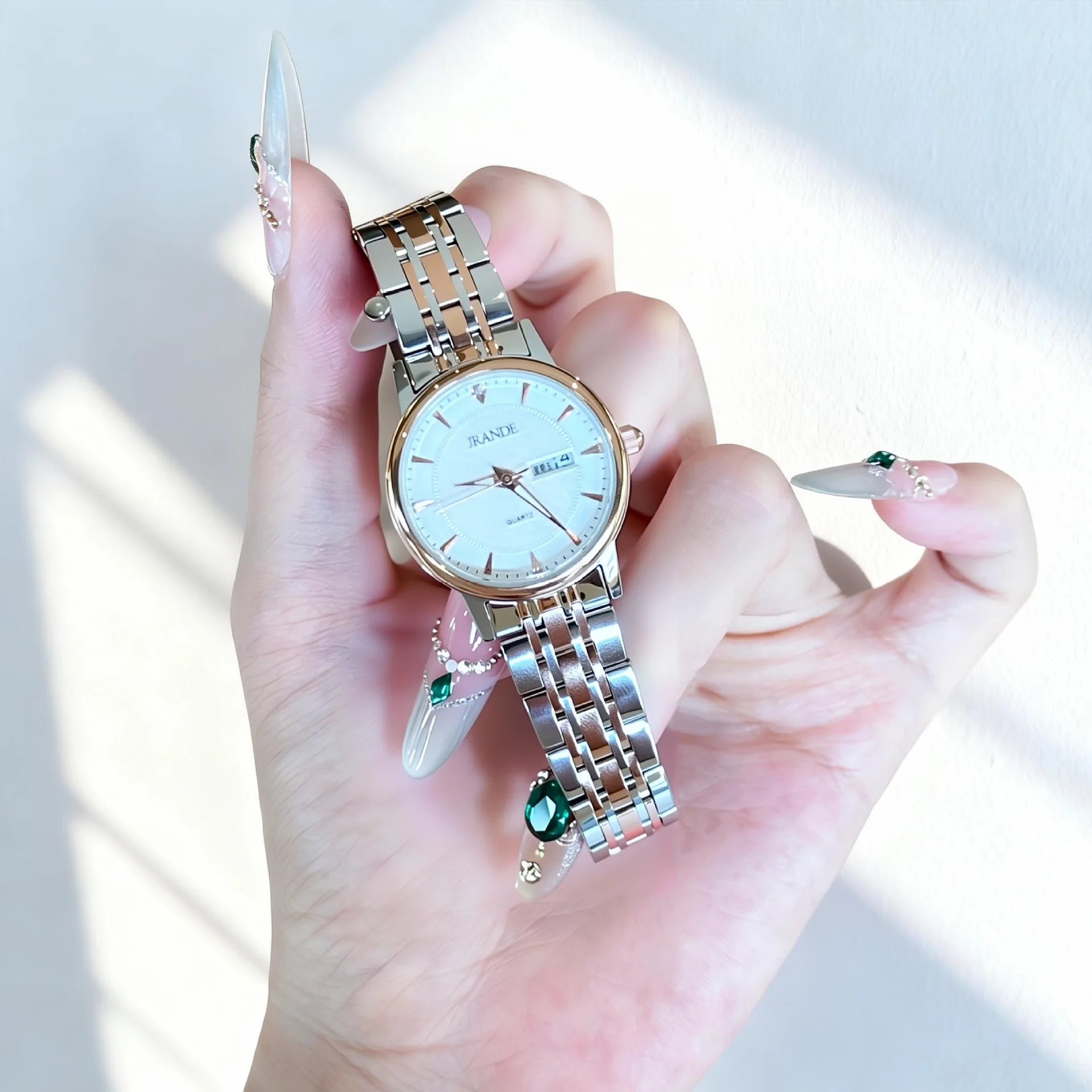 Stylish And Luxurious Women'S WatchQuartz MovementStainless Steel Butterfly Clasp Light Luxury Wristwatch, Women'S Luxury Watch.