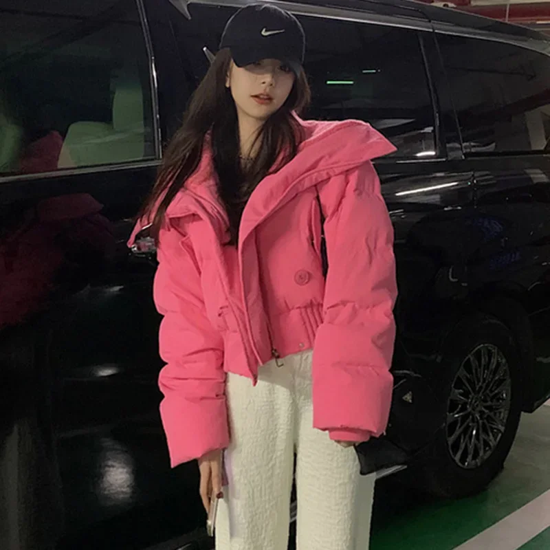 

Women Autumn Winter Short Parkas Jackets 2023 Casual Stand Collar Zipper Outwear Coats Female Winter Jackets Parkas Coats X1072