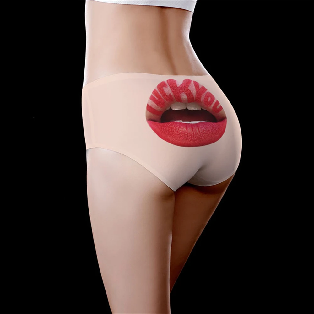 1 قطعة الحرير الجليد سلس مطبوعة الملابس الداخلية النسائية منتصف الخصر لطيف وحلو الفتيات مثلث السراويل تنفس وعارية #5