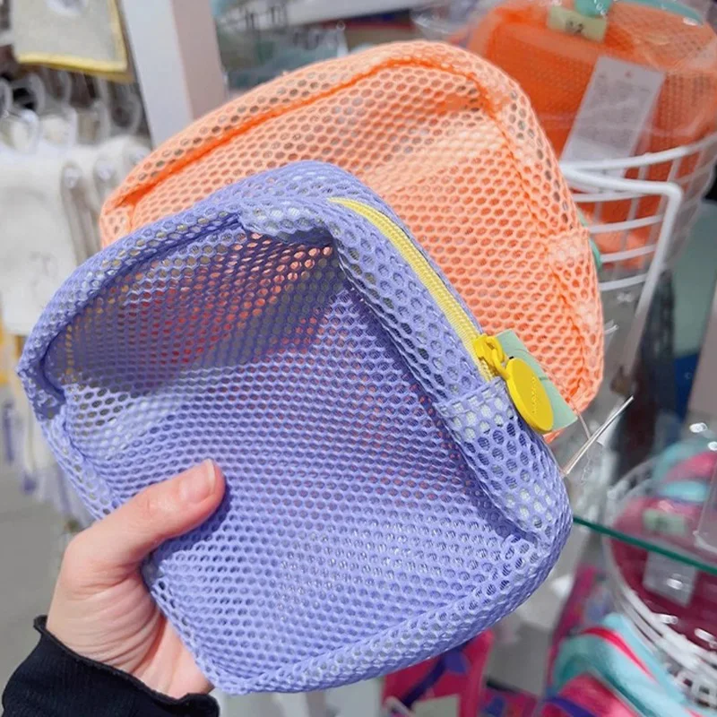 패션 경량 메쉬 화장품 가방 캔디 컬러 다목적 저장 가방 지퍼가 달린 휴대용 사각형 화장품 저장 가방