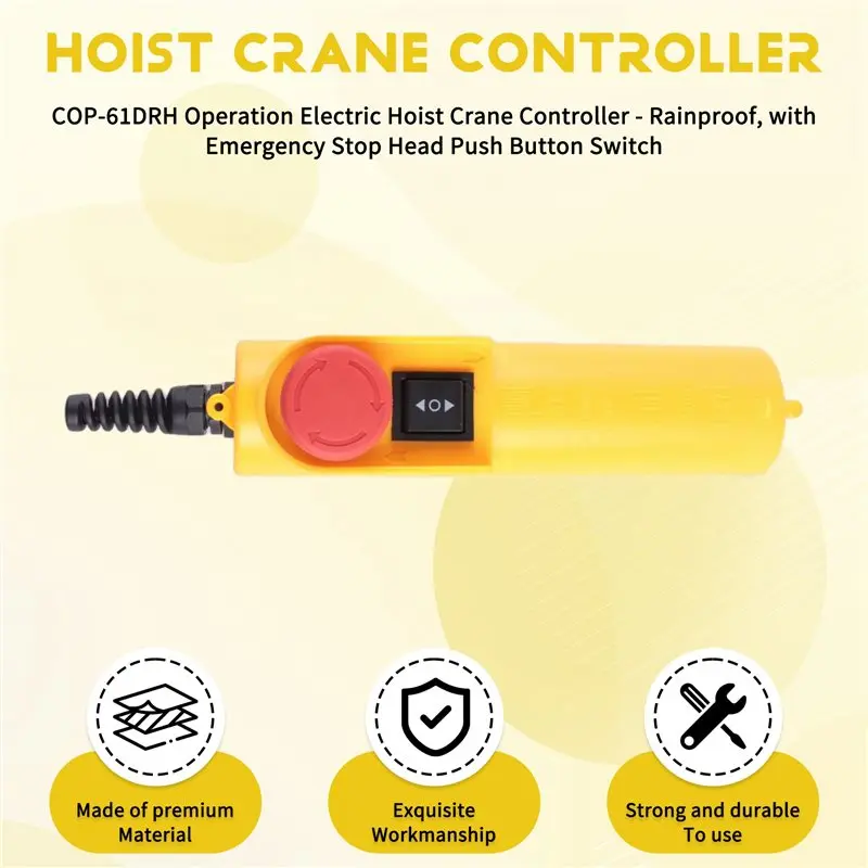 Lightweight Operation COP-61DRH Electric Hoist Crane Controller Emergency Stop Head Push Button Switch-Rainproof Design