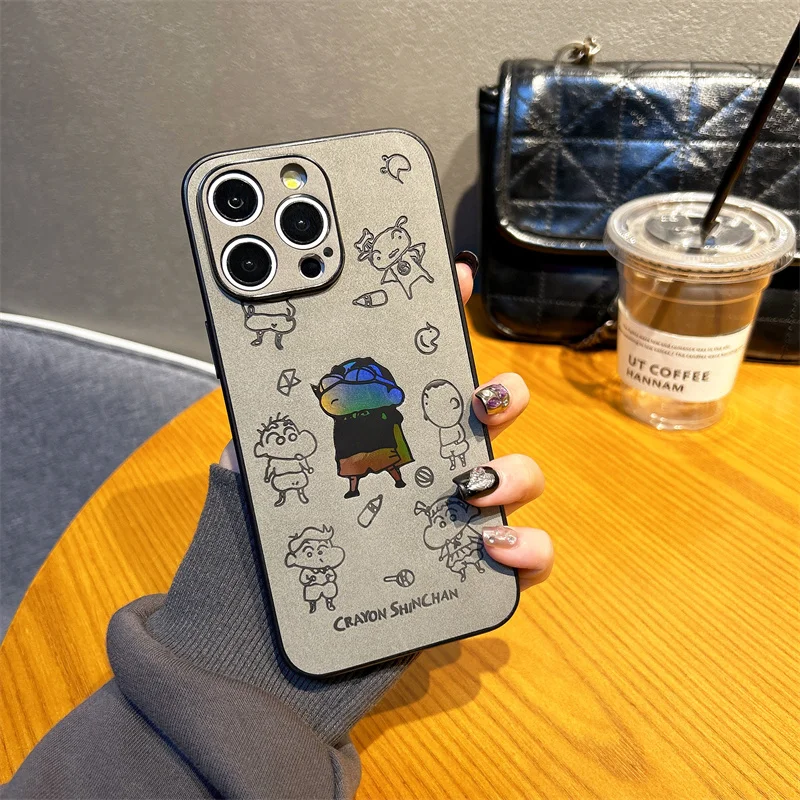 Crayon Shinchan Japan Anime Shin-chan Laser Phone Case For iPhone