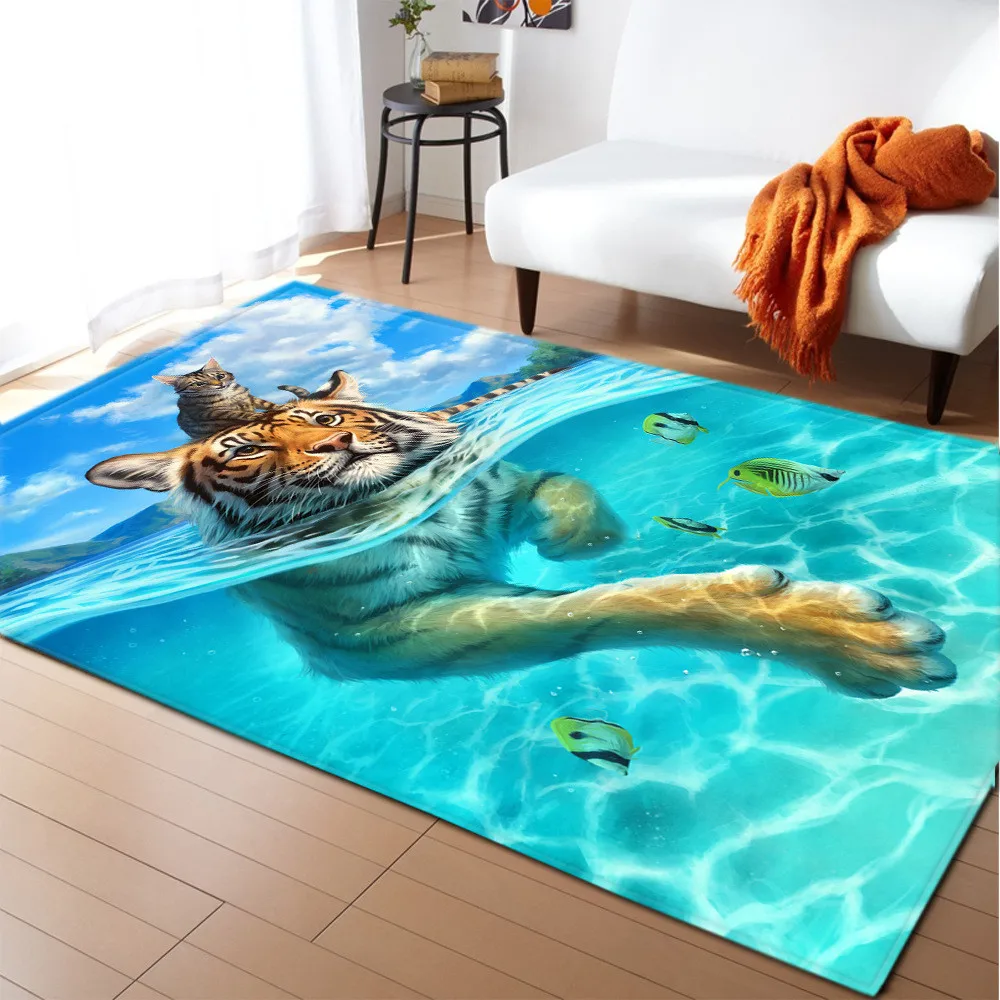 Colorful Wolf Rug Child Room Play Area Rugs Large 3D Cartoon animal Carpets For Home Living Room Bedroom Decoration Non-slip Mat