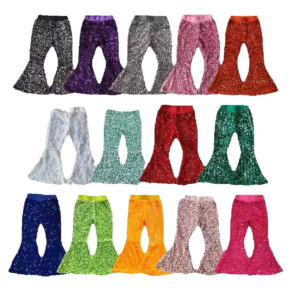 

New Design Girls Sequins Boutique Baby Grl Bell Pants Fashion Sibling Girls Sequins Pant Wholesale Kids Children Bottom Clothing