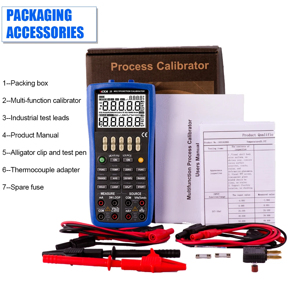 Victor 25 Process Calibrator Source Instruments Output and Input Function Resistance RTD Signal Simulate Temperature Frequency