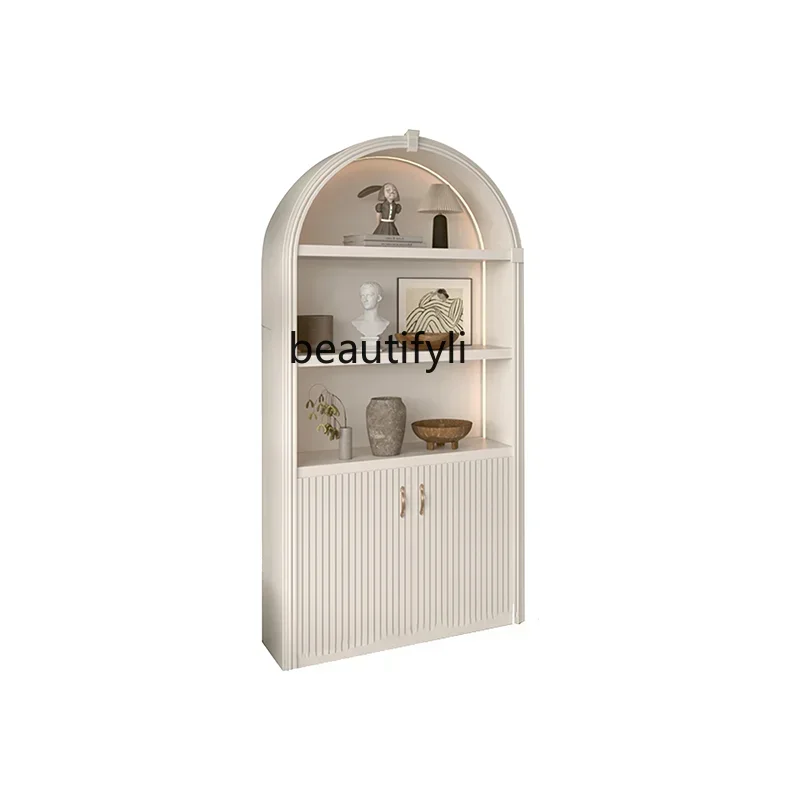 

SS Cosmetics Display Cabinet Paint Simple Modern Arc Beauty Salon Nail Care Products Display Cabinet7486