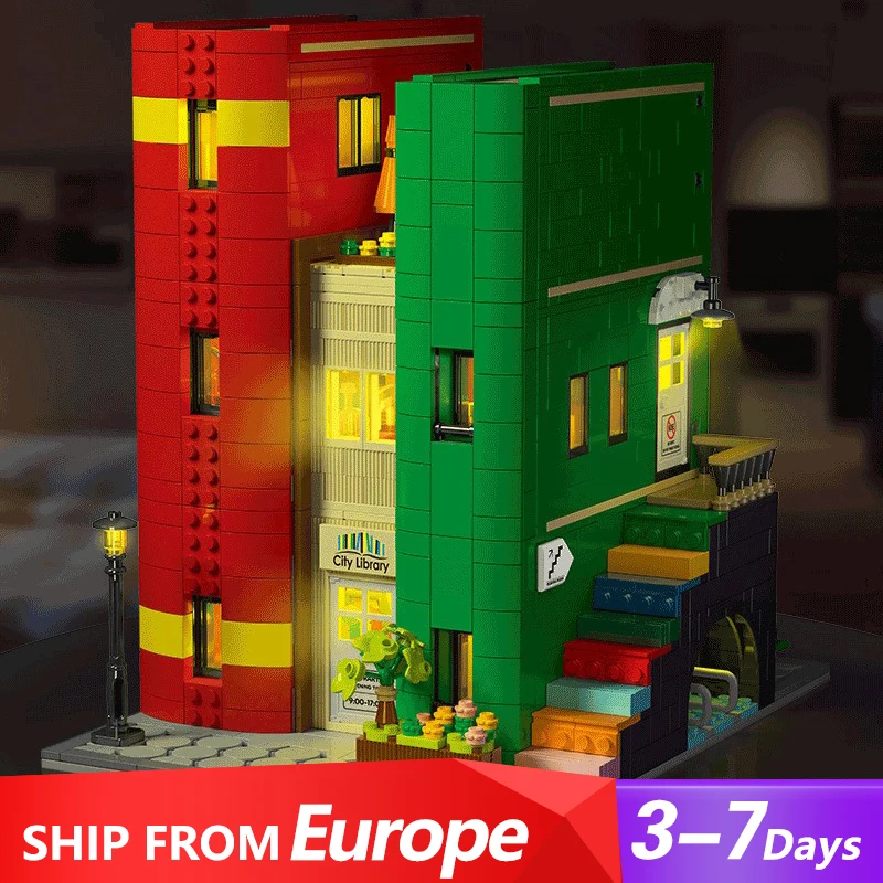 Cities Library House Buildings Sets, City Apartment Store Model MOC Modular Buildings Blocks Birthday Gift for Adults (2143+PCS)