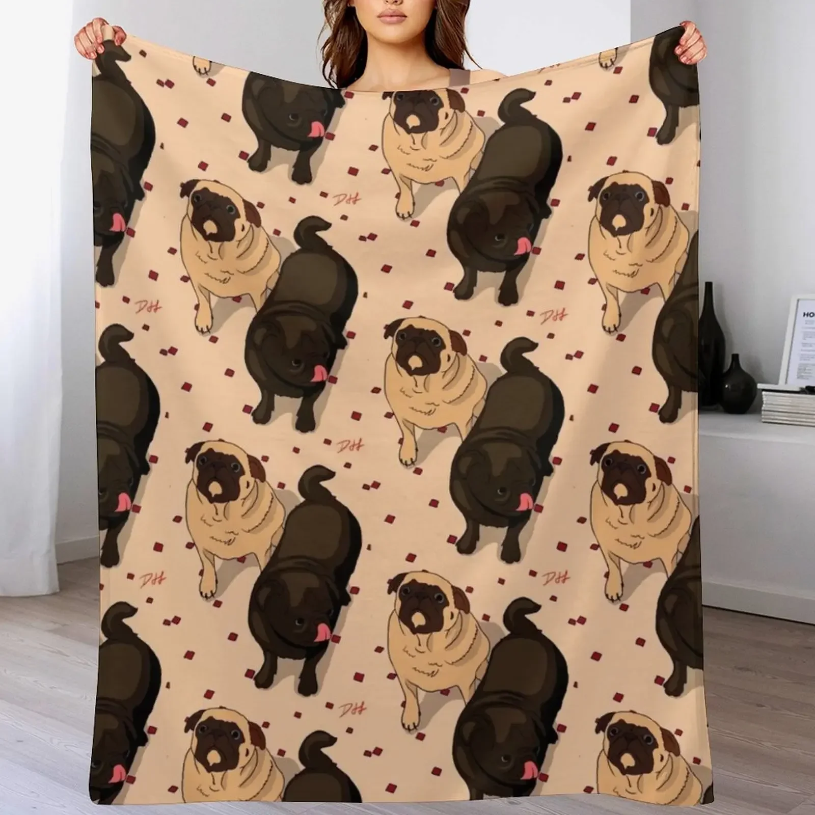 Pug Time Throw Deken Losse Vintage Dekens