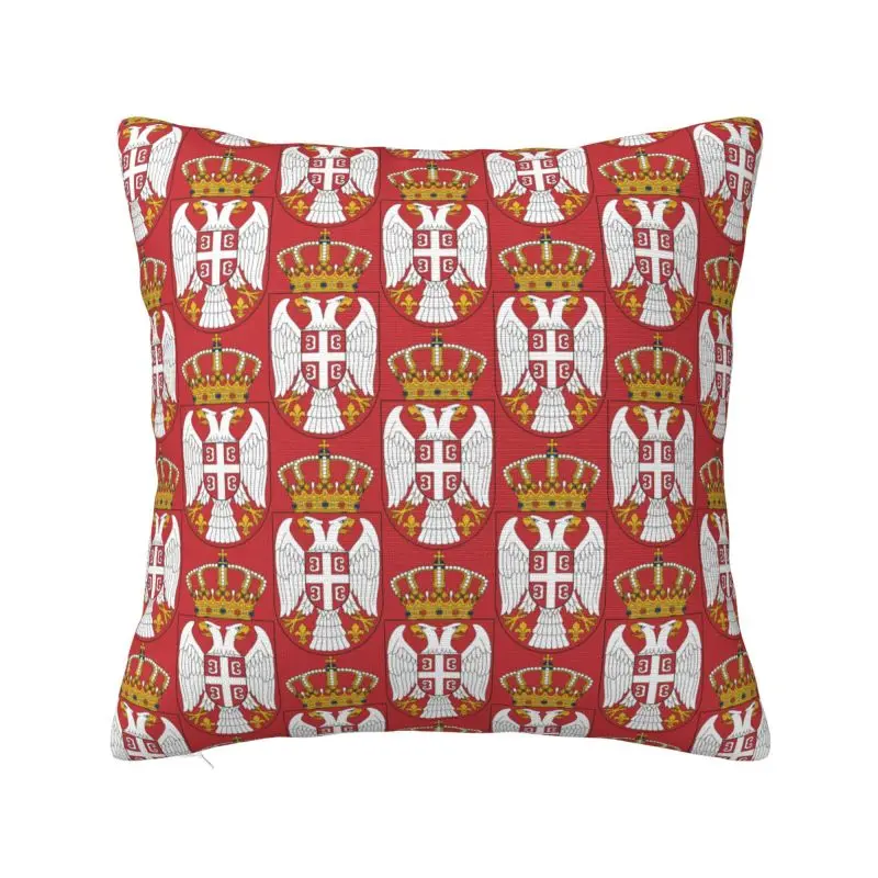 

Custom Coat Of Arms Of Serbia Pillow Case 45x45cm for Sofa Serbian Proud Luxury Cushion Cover Velvet Pillowcase