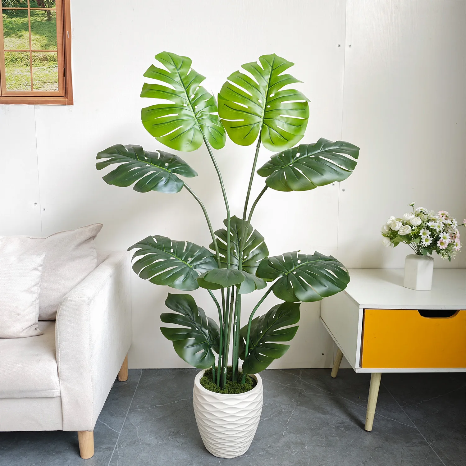 

Artificial Monstera Traveler's Banana Tree Green Potted Plant 130CM To 155CM Home Living Room Decoration Artificial Plant