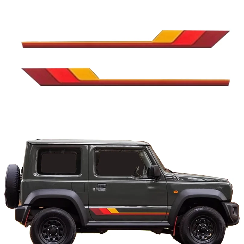 

Modified Tri-Color 55th Anniversary Sticker Waist line Precut Stripes Decal Vinyl Graphics Wrapping for Suzuki Jimny 3 Door