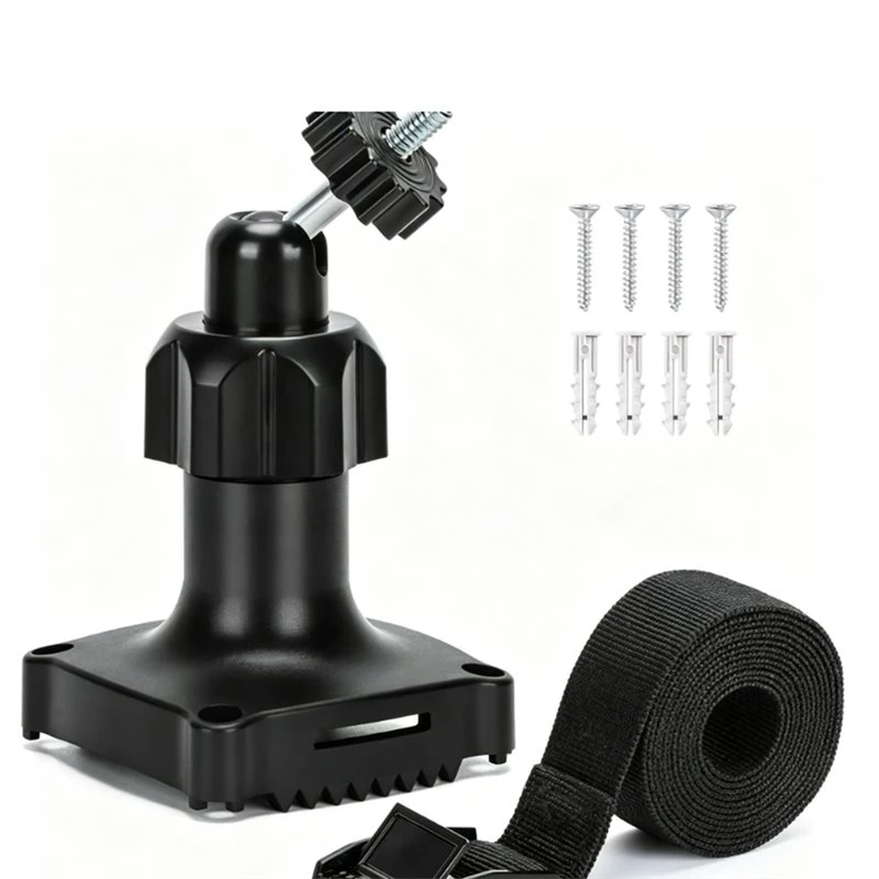 B29C-Adjustable Wall Mount , Outdoor Security Camera Mount With Strap For Wall, Pole Or Tree Installation, Black