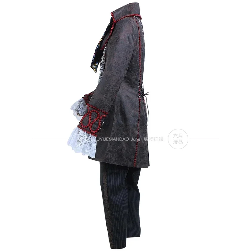 Alice Cosplay Johnny Depp as Mad Hatter Outfit Jacket Pants Tie Halloween Costume For Adult Full Suit Halloween hat shoes props