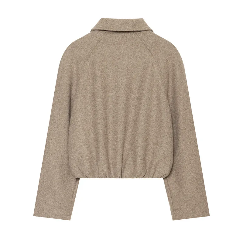 NINE ZAR Women's Short Mixed Fabric Jacket with Drawstring Stand Collar Outerwear Top Casual Loose Fit Summer Zipper