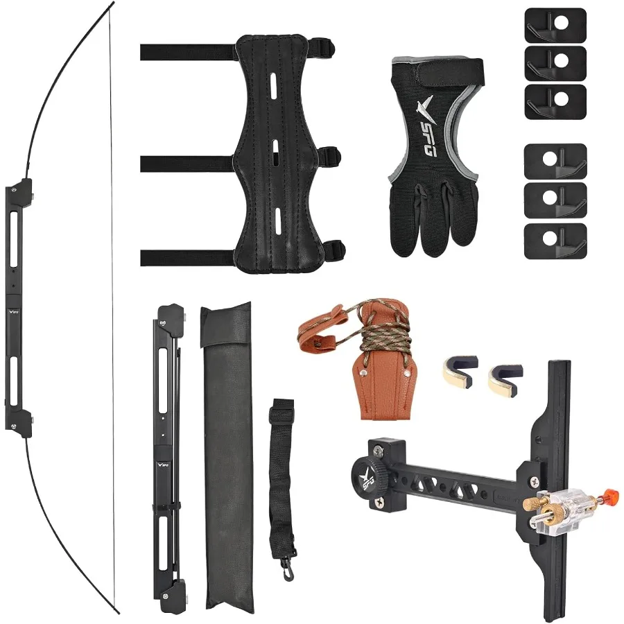 

Портативный 55-дюймовый складной лук для стрельбы из лука, набор изогнутых луков для правой и левой руки, охотничья практика на открытом воздухе и стрельба по мишеням