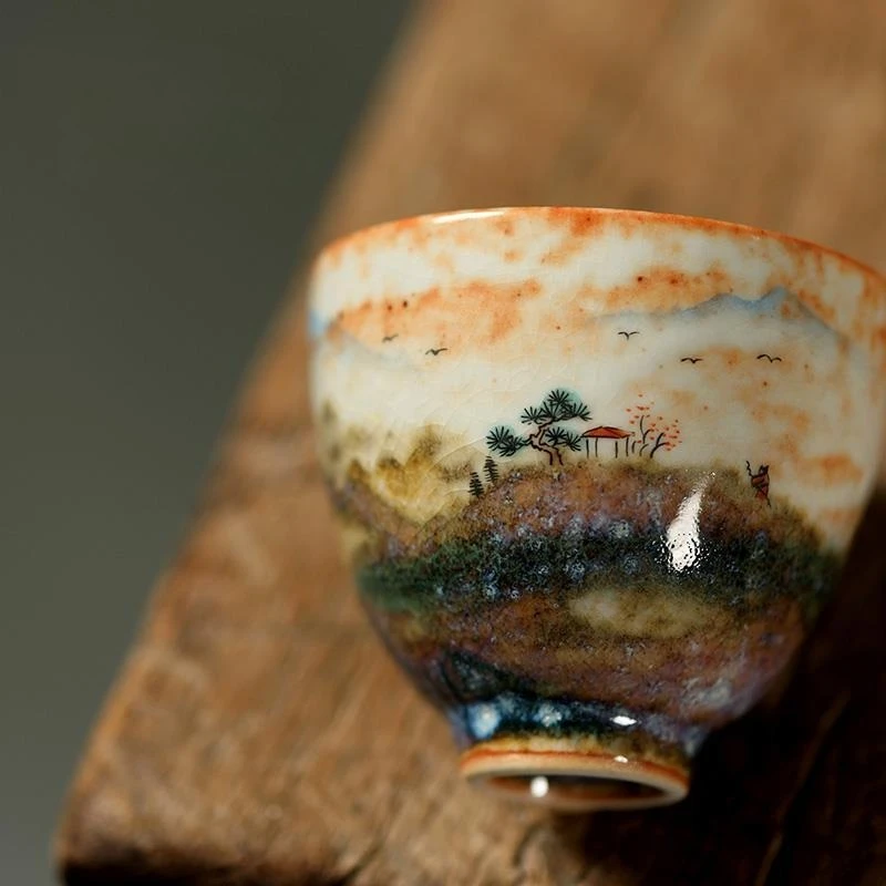 Hand-painted Shino-yaki master single cup pure handmade fire cloud teacup Japanese tea ceramic kung fu tea cup