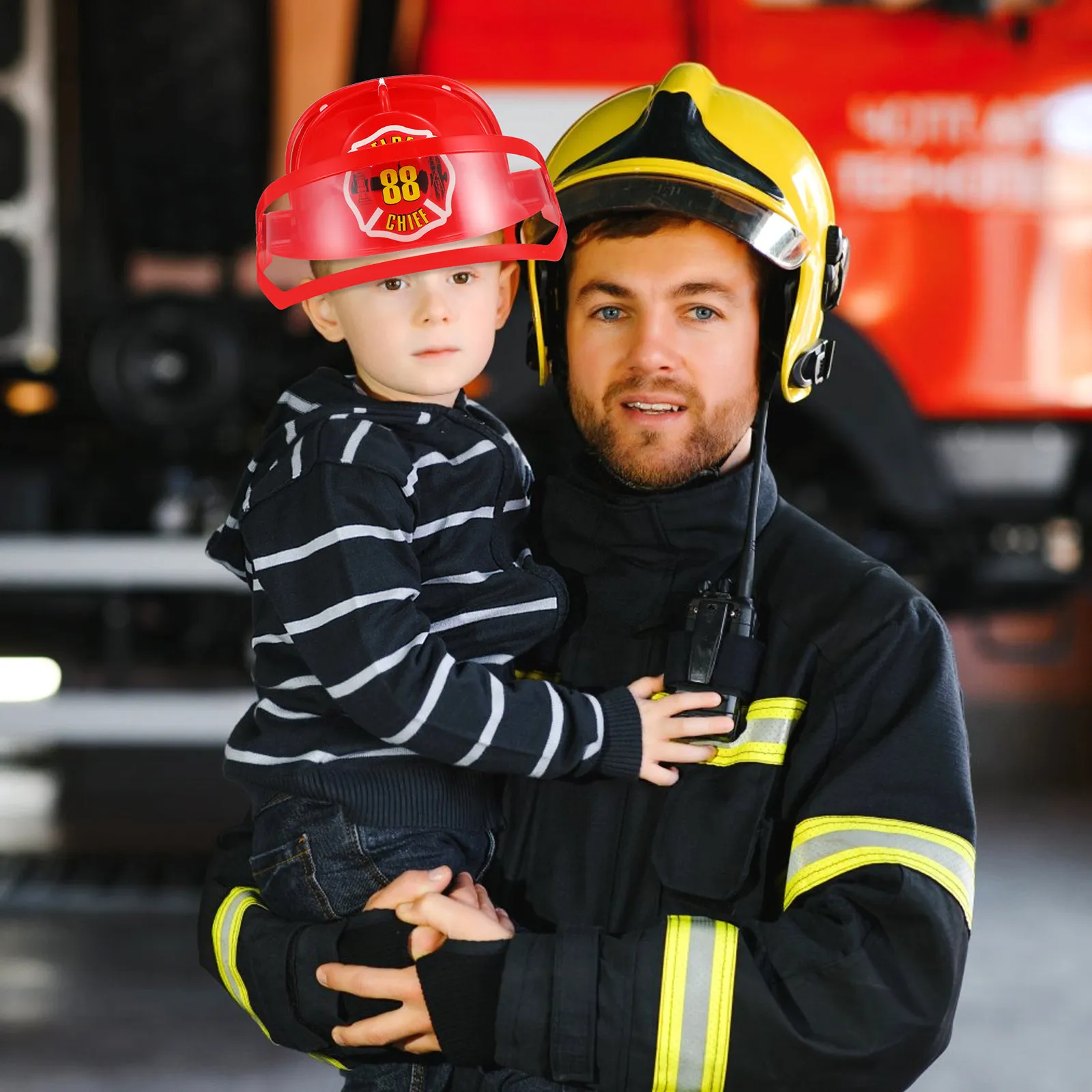 Red Adjustable Fire Safety Creative Educational Hat for Kids Children Role Play Fireman Learning Development