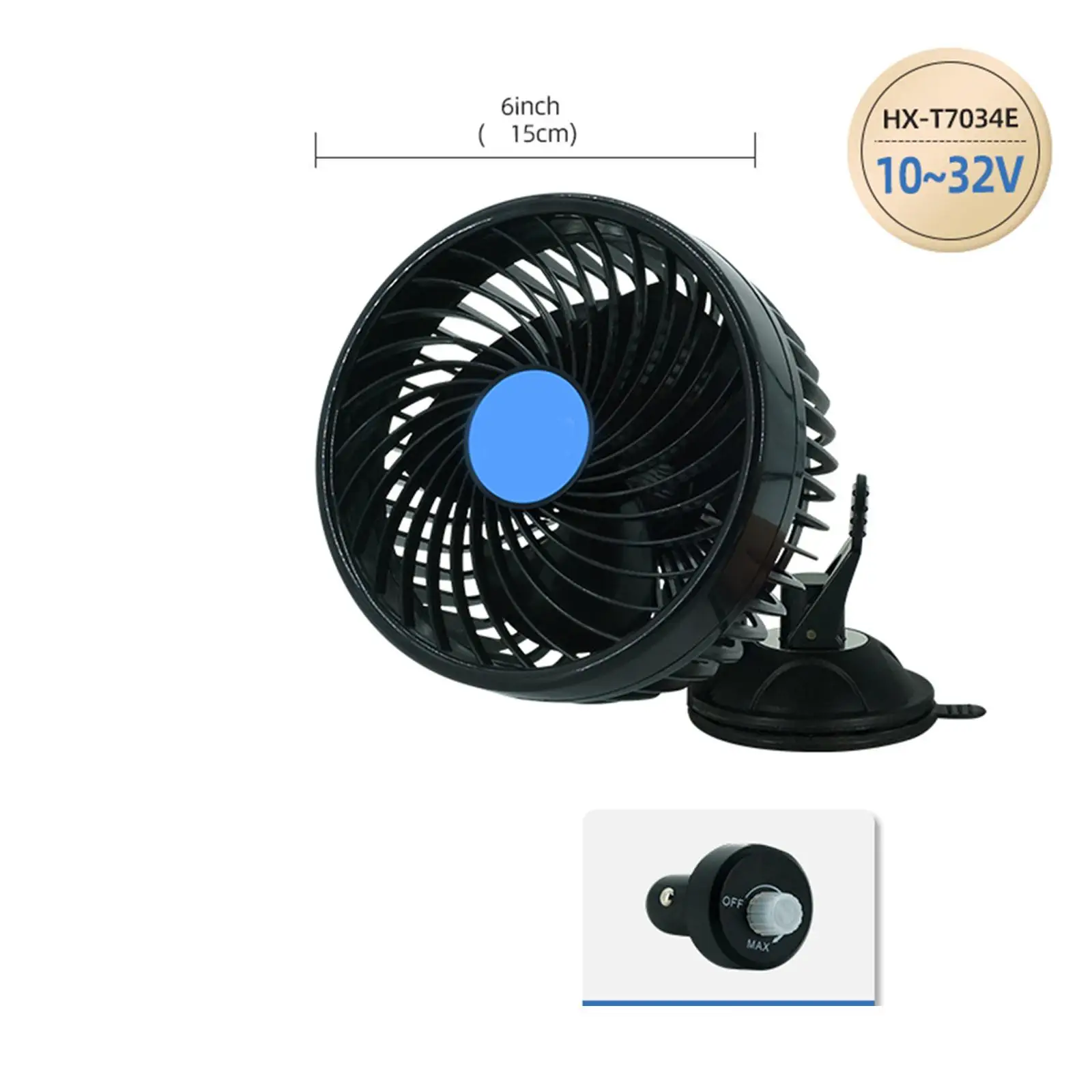 Small Electric Fan for Car with 360 Rotation Strong Suction Cup USB Powered Low Noise for Truck