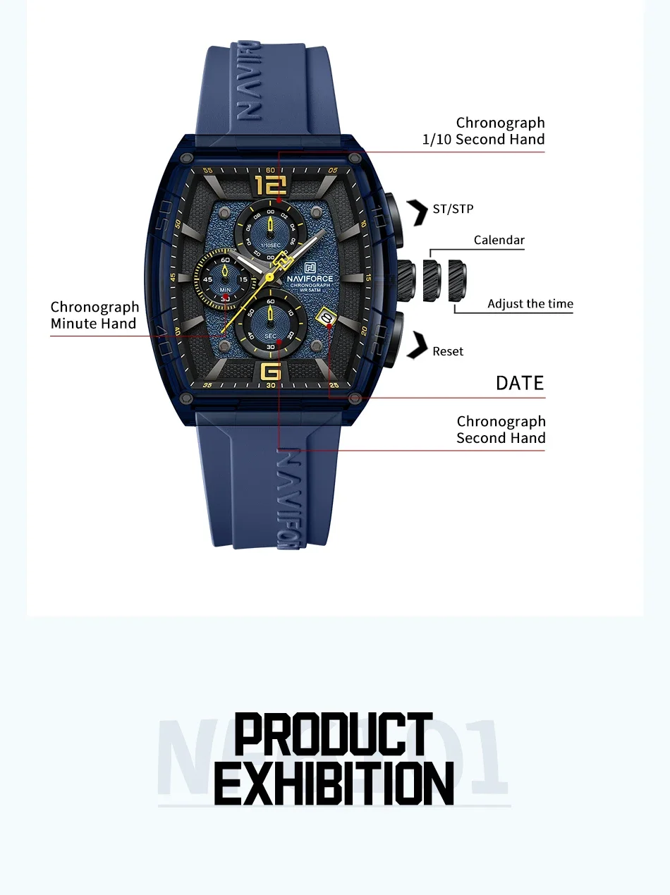 Top Brand NAVIFORCE Fashion Watches for Men Quartz Silicone Strap 50M Waterproof Date Original Man's WristWatch Reloj Hombr 2025 image 6
