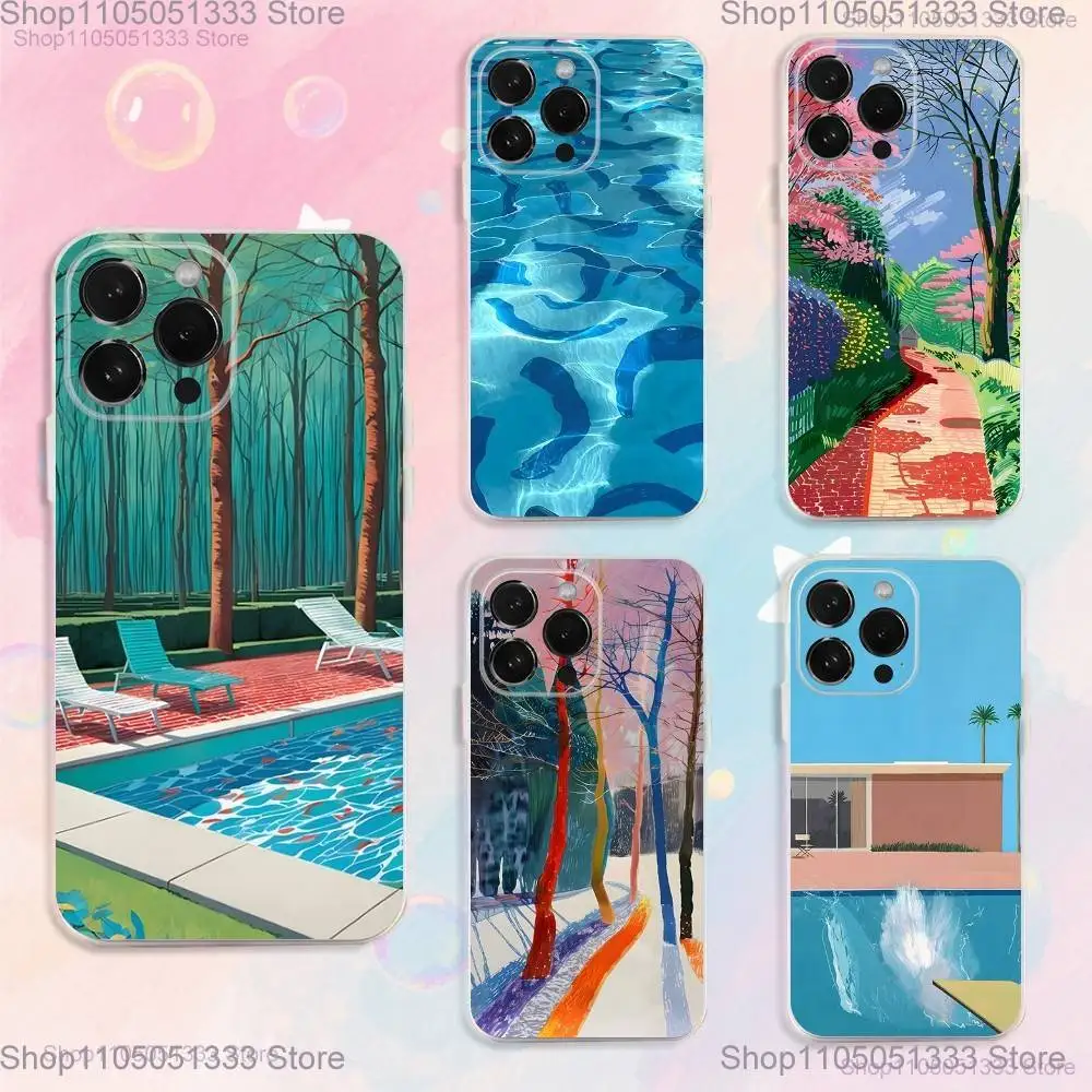 

David Hockney Art Phone Case For iPhone 17,16,15,14,13,12,11 Plus,Pro,Max,XR,XS,Plus,E,SE4,Mini Transparent Cover