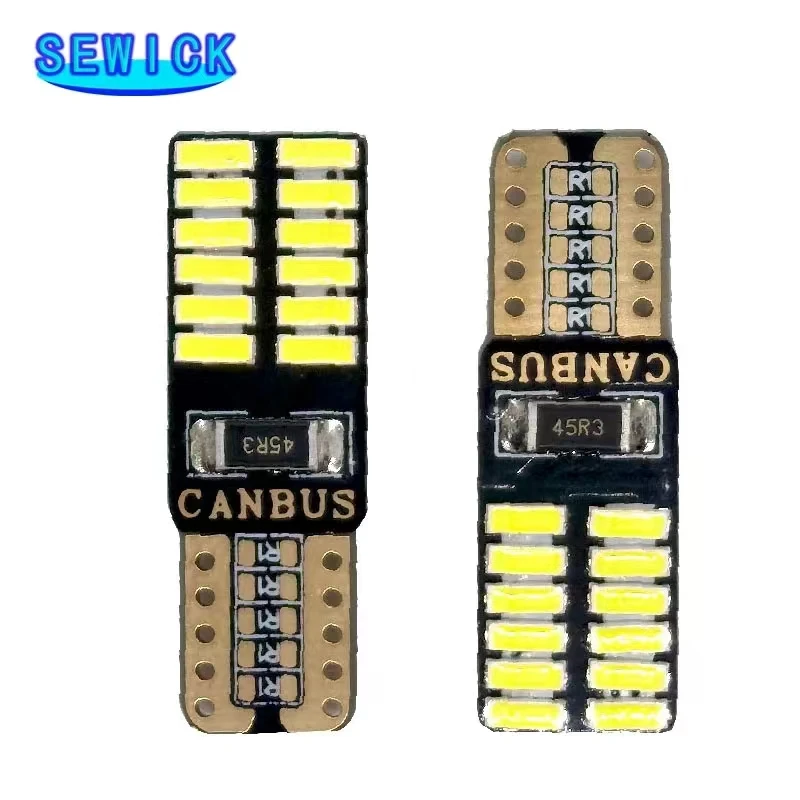 Discount 100pcs Canbus T10 W5W 194 501 Car LED Interior Instrument Lights Bulb for Car Auto 24SMD Width Lamps White 12V