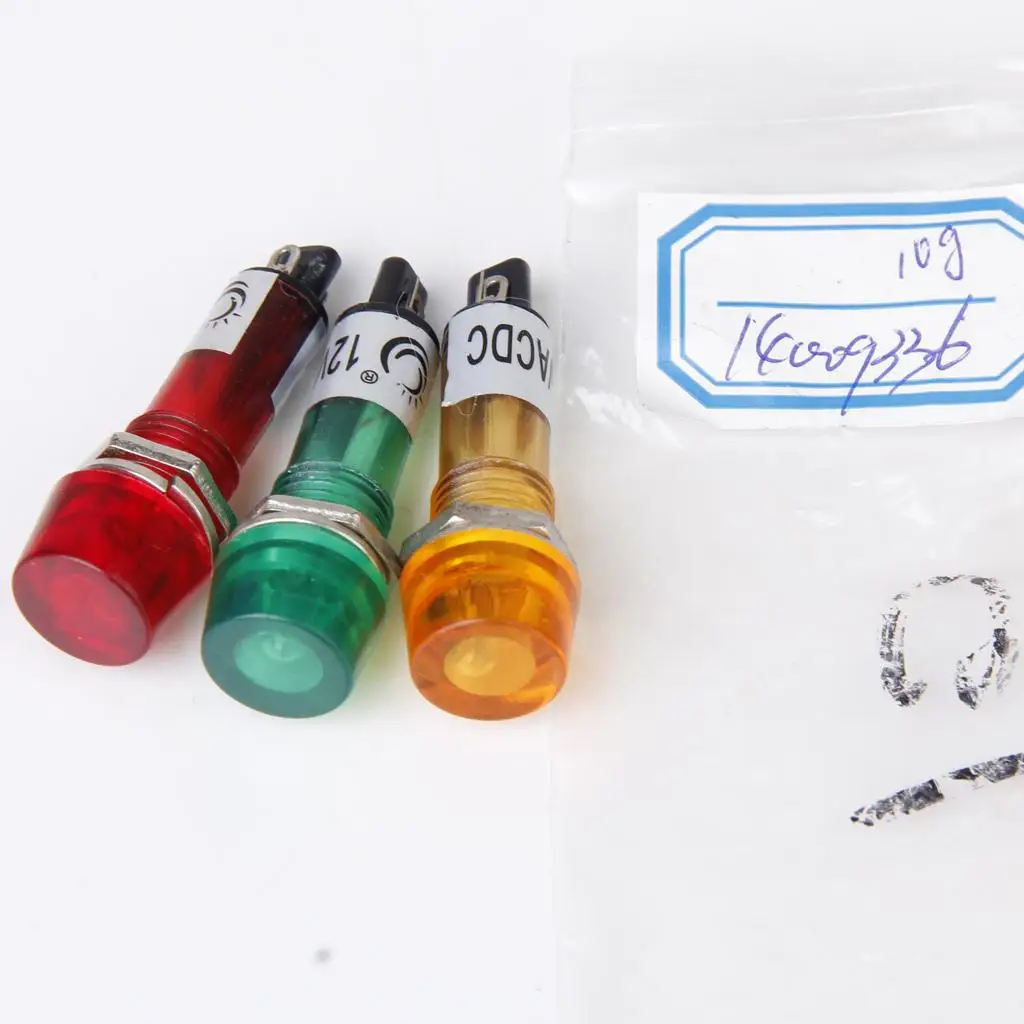 Red Yellow Green LED Signal Lamp Plastic Indicator Light for Safety Indexing in Appliances 24V AC DC