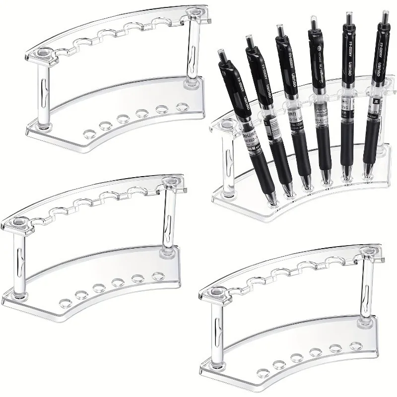 6-Slot Plastic Pen Holder- Multi-Functional Display Stand for Pens, Makeup Brushes & Eyebrow Pencils - Space-Saving Storage Rack