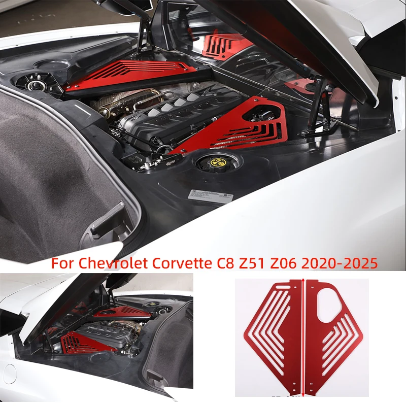 For Chevrolet Corvette C8 Z51 Z06 2020-2025 Auto Accessories Aluminum Alloy Car Engine Bay Panel Cover Decoration Suitable