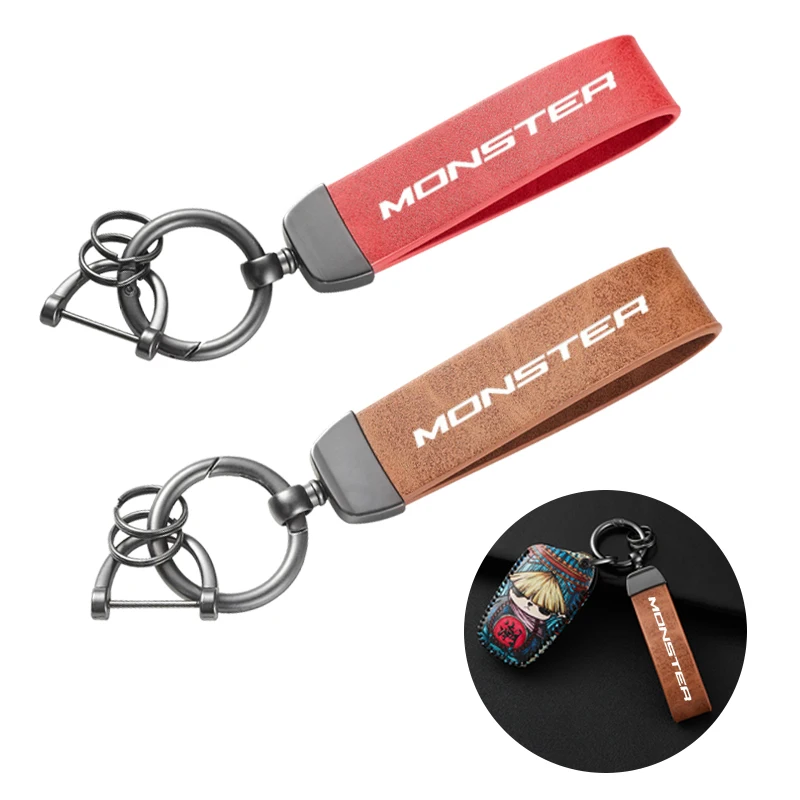 Motorcycle Color Changing Leather Trendy Brand Keychain For Ducati MONSTER 695 696 795 796 797 821 1200 1200S Accessories
