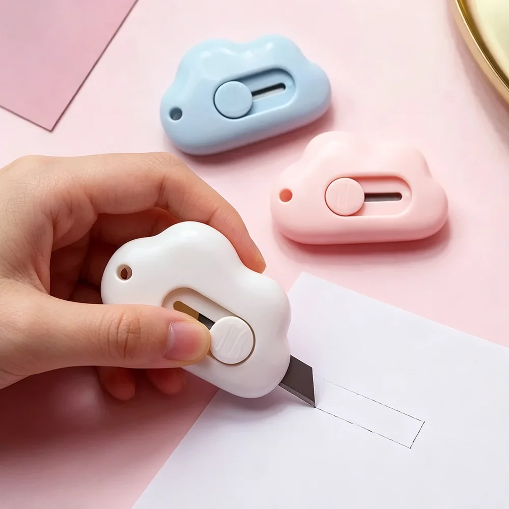 Niedlicher Hasen-Wolken Mini-Papierschneider, Tragbares Rasierklingen-Papierschneidemesser Praktisches Büro-Schreibwarenzubehör