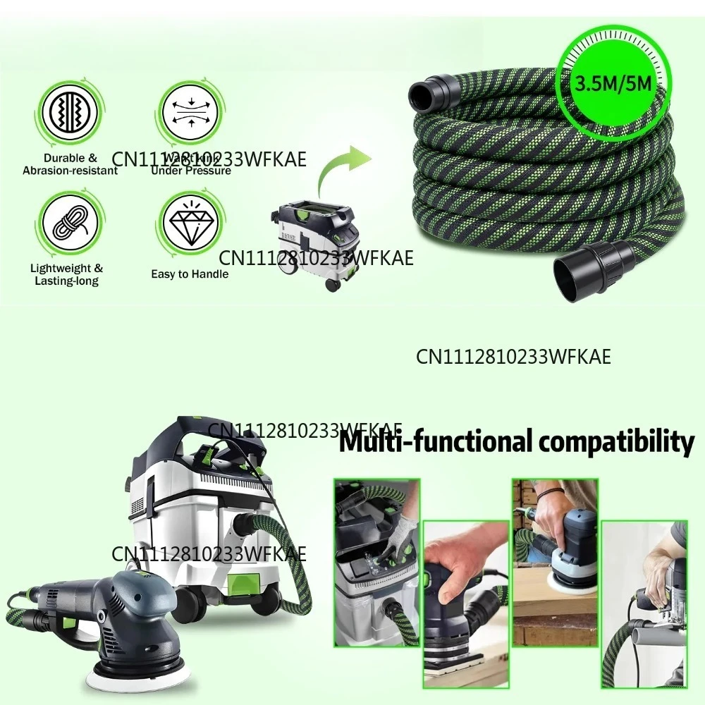 Vacuum Hose Anti-Static Premium Braided Dust Collection Hose Woodworking Workshops Suitable For Table Saws Circular Saws Sanders