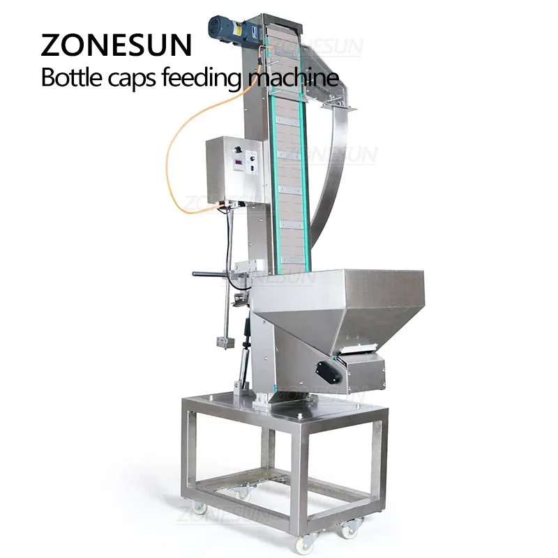 ZONESUN Automatische aangepaste plastic PET-fles Bulkpotdop Voeden Lifting Lift Machine Transportband Productielijn