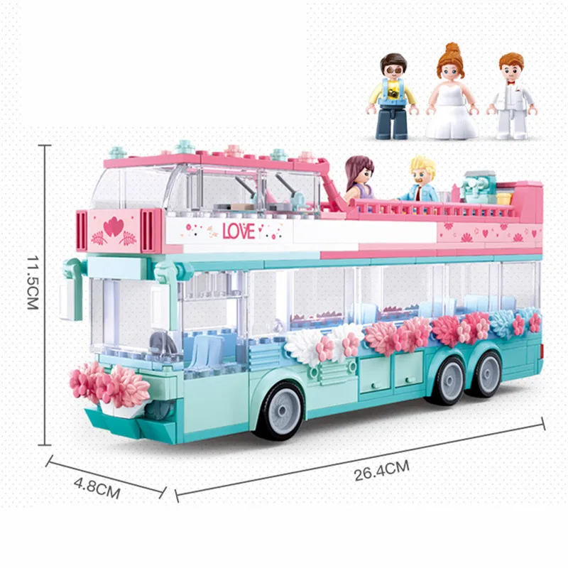 Sluban Friends Castle Ice and Snow Horse Carriage Building Blocks Sets Wedding Car Creative Bricks Educational Toys for Girls