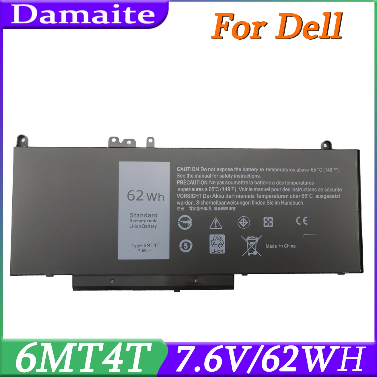 Baterai Laptop 6MT4T 7.6V 62WH UNTUK DELL Latitude E5470 E5570 M3510 15.6 "Sereis 7V69Y TXF9M 79VRK 07V69Y