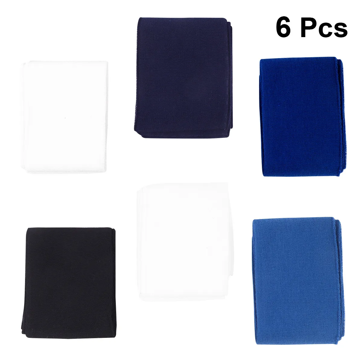 

6pcs Flat Knitted Elastic Fabric 2-Way Stretch Diy Clothes Waistband Sleeve Cuff Collar Craft Beige Blue White Jeans Dark Blue