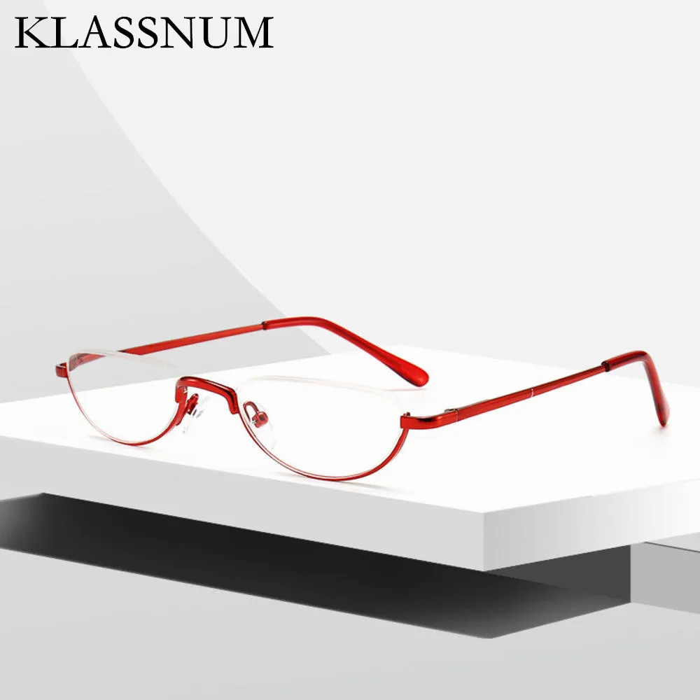 KLASSNUM Half Frame Metal Reading Glasses Women Men Elegence Reading Eyeglasses Ultralight Presbyopia Eyewear Unisex 1.0 2.0 3.0