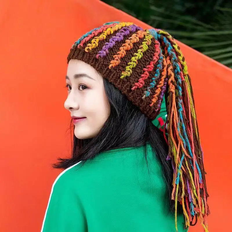 Hip Hop Hat Knit Winter Dreadlocks Reggae Winter Cap Warm Hat Beanie Caps Wig Braids Hat For Women Men