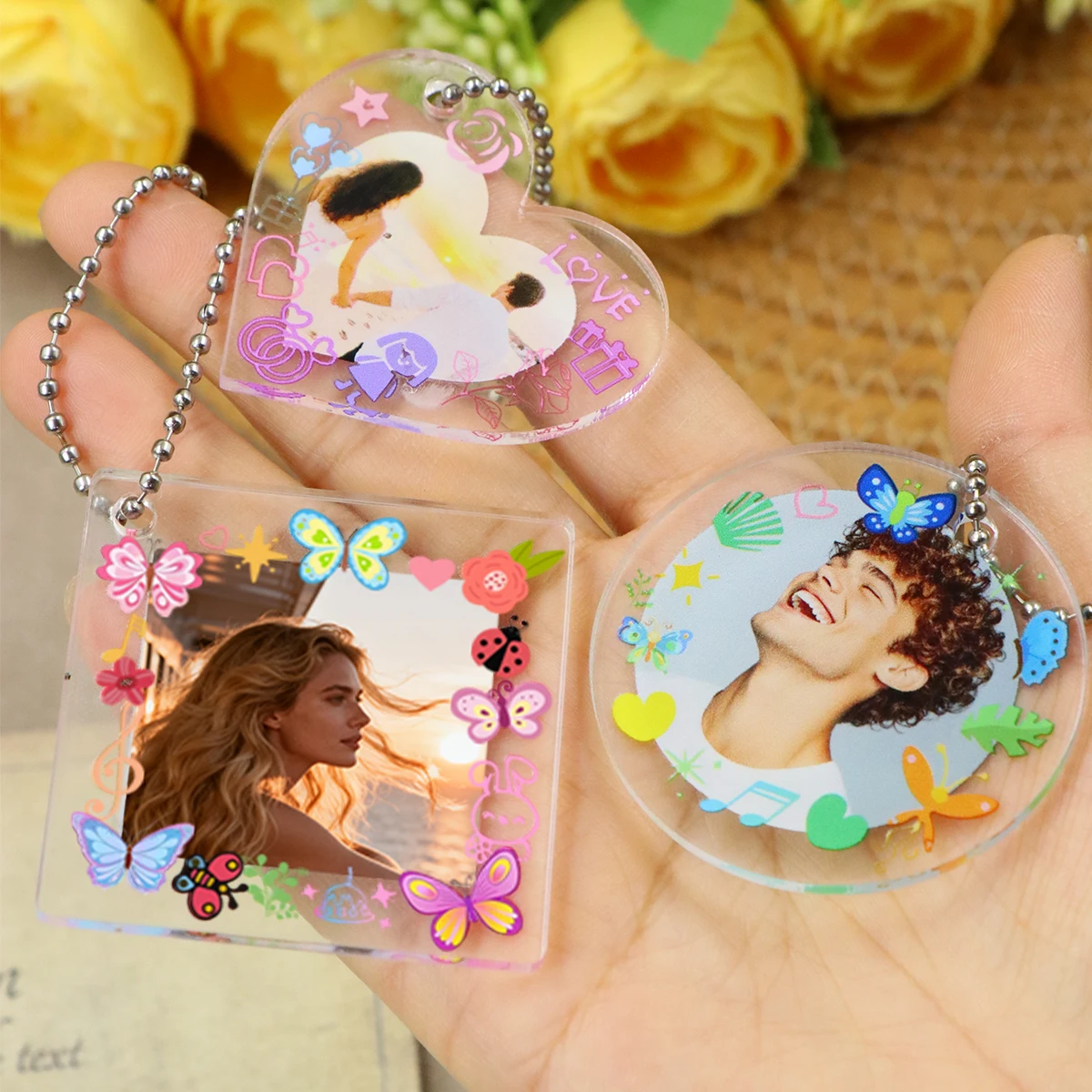 Custom Photo Hanging Charm, Bag Charm, Picture Keychain, Personalized Bag Accessory With Picture,