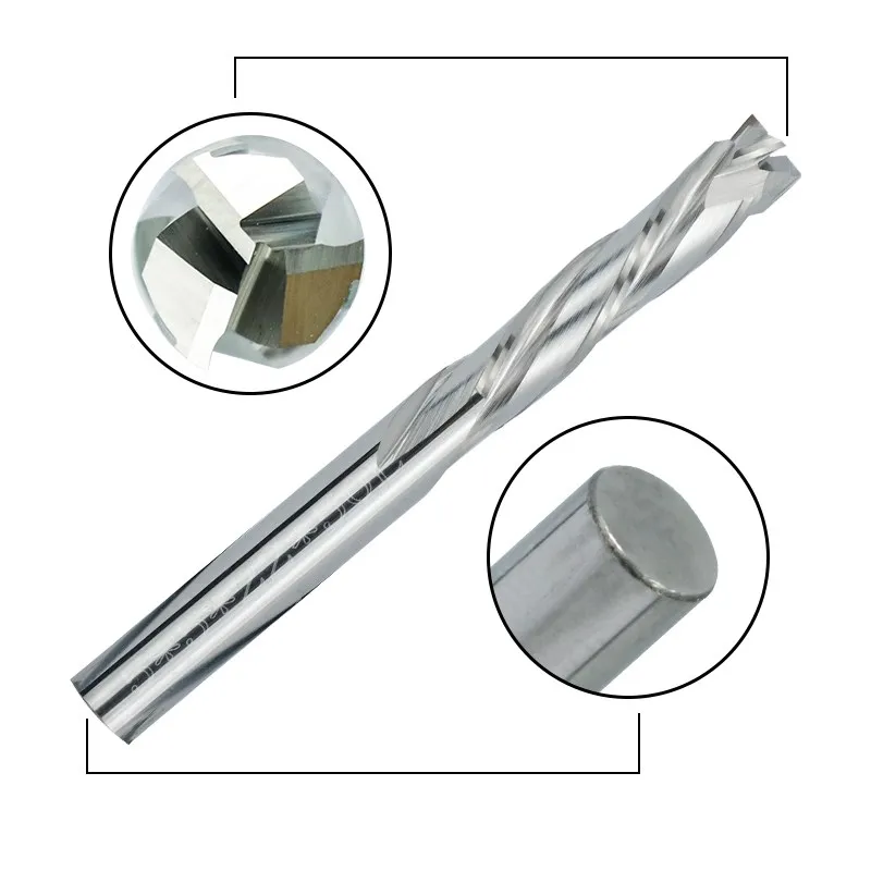 XCAN CNC Router Bit 3 Flute Up Down Cut Carbide End Mill 3.175-12mm Shank Compression Milling Cutter For Metal Aluminum Cutting