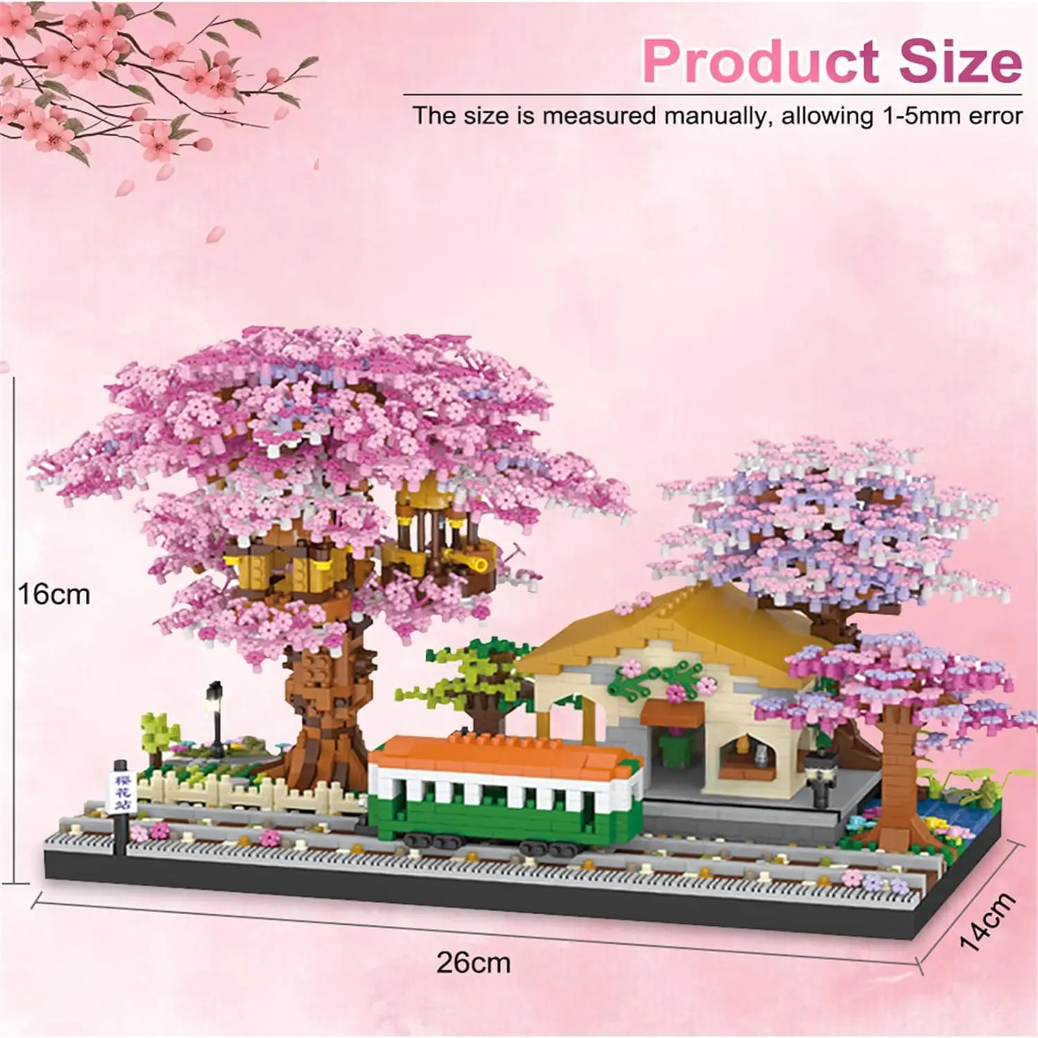 Sakura Tree Station Building Set Model Bonsai Tree House Building Blocks Pink Home Decoration Children\'s Toy Gifts