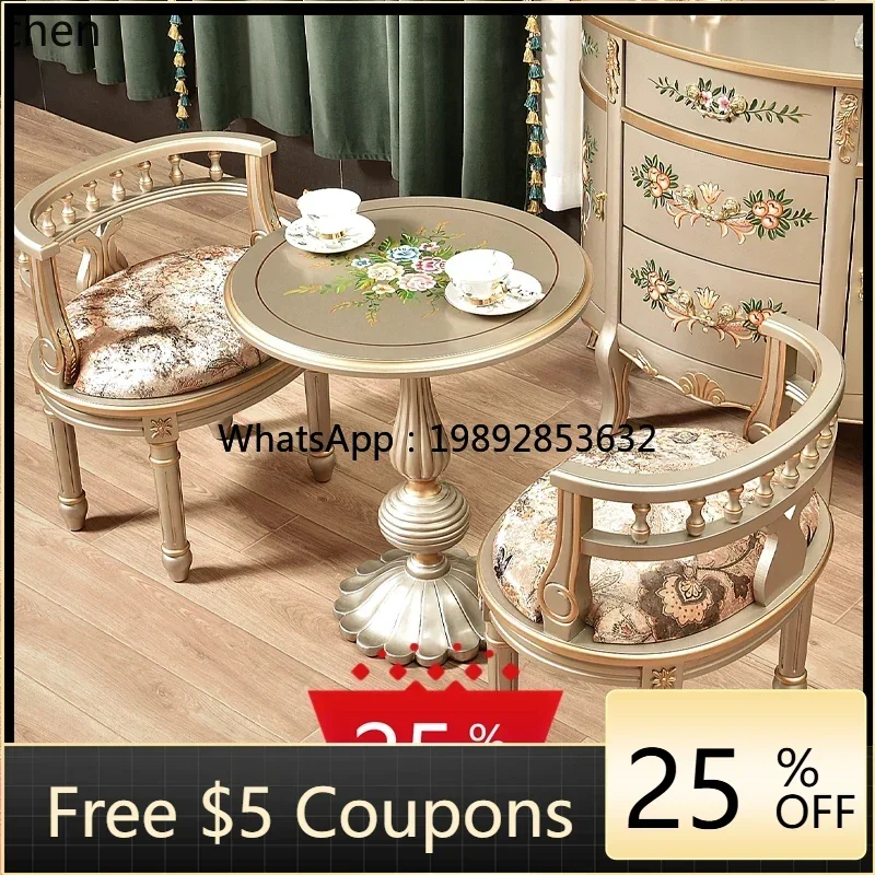 

U6 light luxury single sofa chair solid wood leisure negotiation chair living room small stool combination