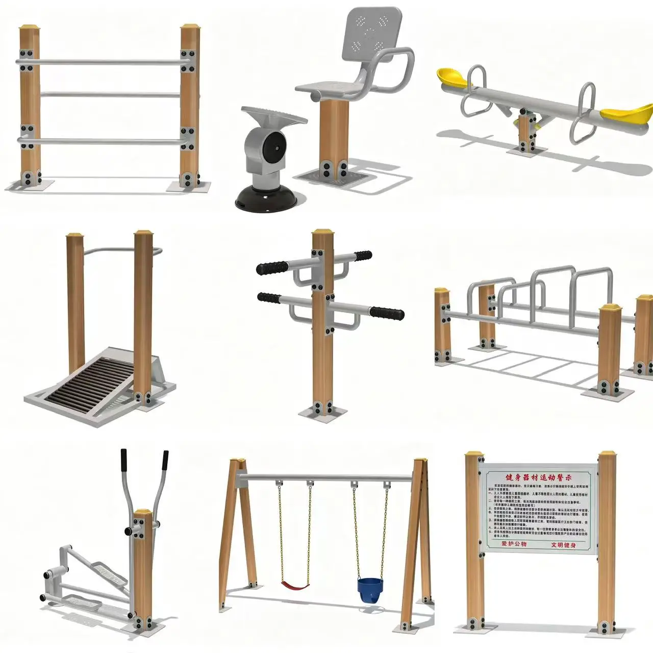 Eco‑Friendly Outdoor Fitness Machine Galvanized‑Steel Air Walker Treadmill for Public Community Park
