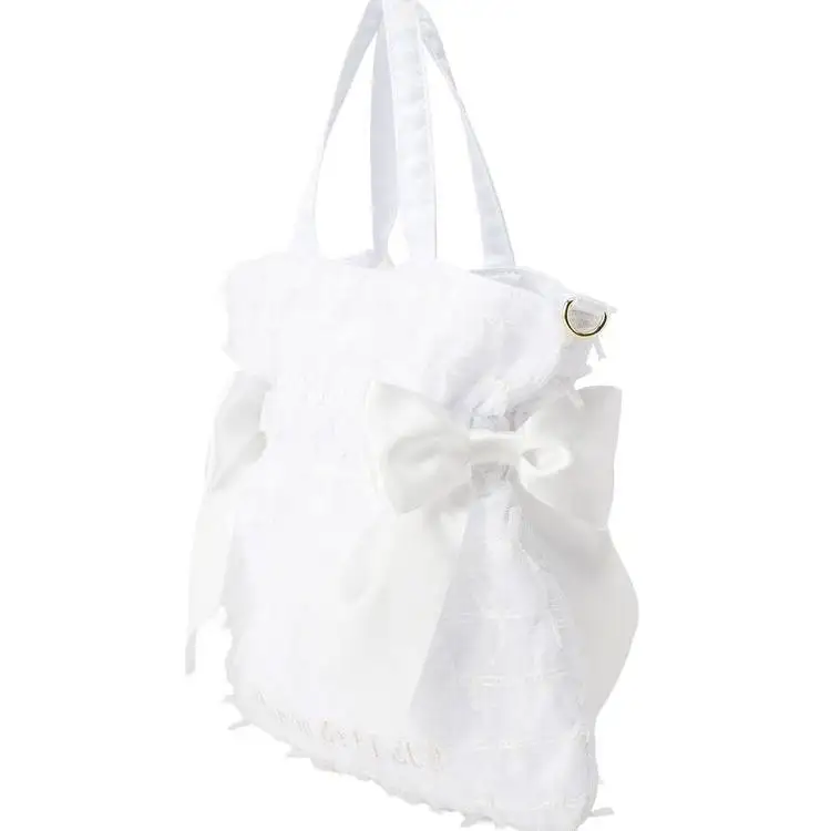 Japanese New Bronzing Characters Cute Lace Bow Rose Handbag for Women Daily Sweet Shoulder Oblique Bag Dual-purpose Bags Female