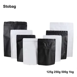 StoBag 50pcs Coffee Beans Packaging Bag with Valve Aluminum Foil Ziplock Sealed for Tea Nuts Snack Powder Food Storage Pouches